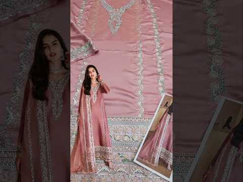 Mushq Rowa Luxury Silk Embroidered 3Pc Unstitched Suit PA-222 blush pink