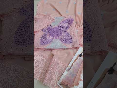 Maria B Luxury Lawn Embroidered Unstitched 3PC Suit Butterfly Pink