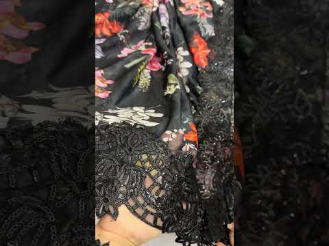 Maria B Luxury Chiffon Embroidered 3Pc Unstitched Suit SF - EF26 - 09 - Black