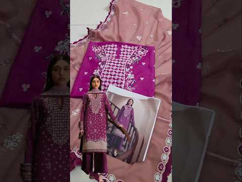 Afrozeh Luxury Lawn Embroidered Unstitched 3pc Suit-Lilac