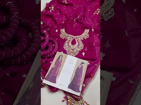 Iznik Luxury Chiffon Embroidered Collection Fuchsia Pink CC 81