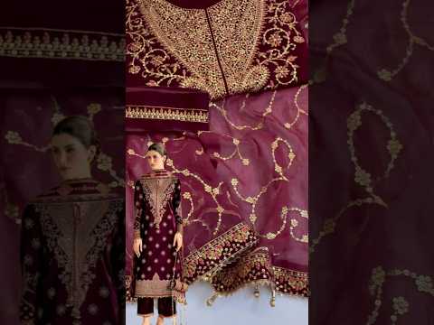 Jazmin CVF26-D08 Luxury Velvet Embroidered 3Pc Unstitched Suit PA-259