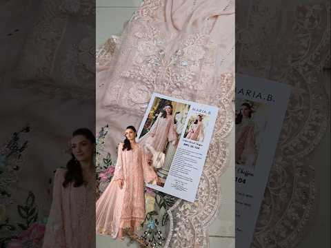 Maria B Luxury Embroidered Chiffon 3Pc Unstitched Suit MPC-26-104-Peach Pink
