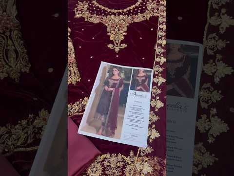 Poshkari Maroon Majesty Luxury Velvet Embroidered Collection (aneelas ) Unstitched / Stitched Suit PA-215