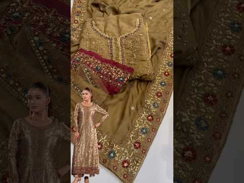 Usama Silk Gilded Mosaic Luxury Silk Embroidered 3Pc Unstitched Suit PA-179