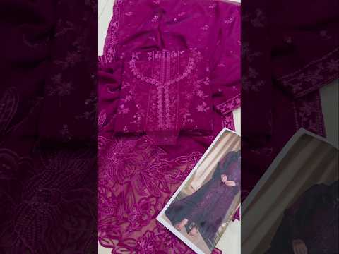 Azure Luxury Embroidered Chiffon Unstitched 3Pc Suit Garnelle