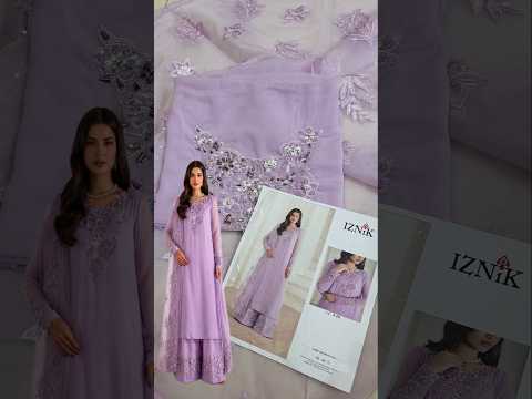 Iznik Luxury Chiffon Embroidered 3PC Unstitched Suit-Lilac