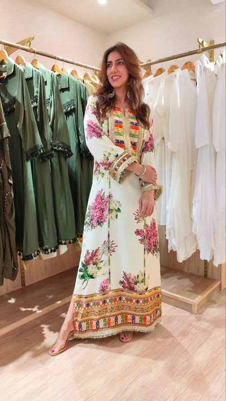 Sabyasachi White Digital Printed Collection Silk Replica