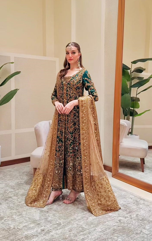 Haris Shakeel Luxury Raw Silk Embroidered 3Pc Unstitched