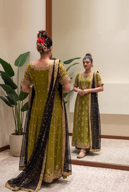 Zeeshan Danish Luxury Net Embroidered Unstitched 2PC Suit Rehma Zaman