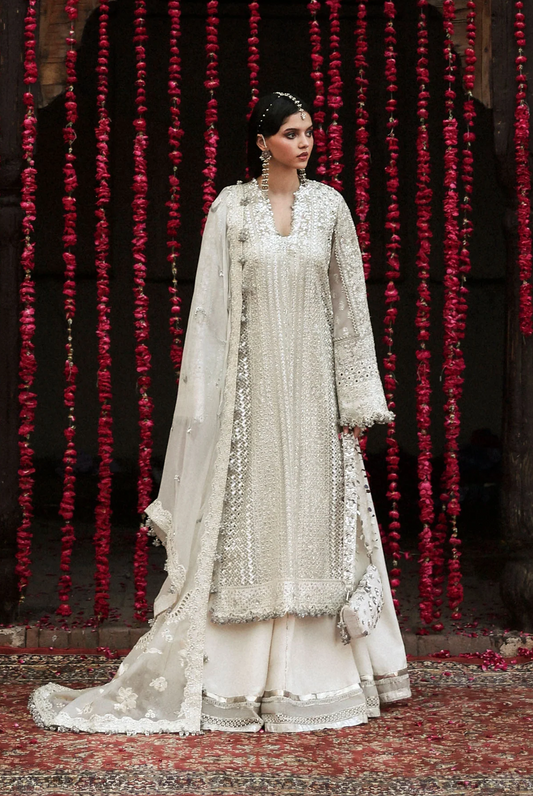 Hussain Rehar Massarat Embroidered Organza Unstitched 3Pc Suit - Sitara