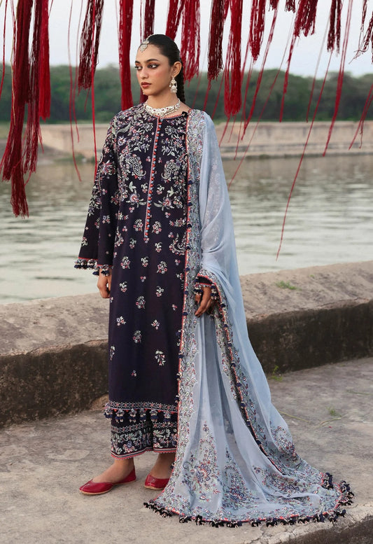 Hussain Rehar - Luxury Lawn Embroidered 3 Piece Unstitched - Rogue