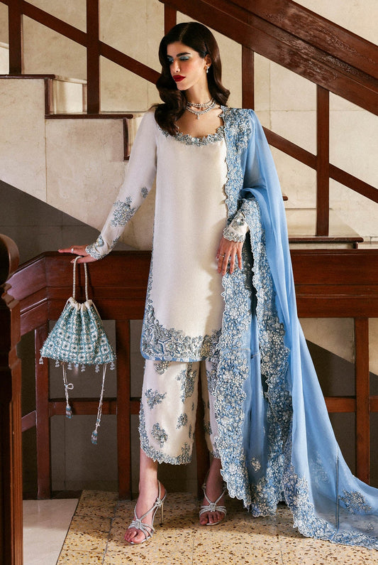 Hussain Rehar Luxury Raw Silk Embroidered Unstitched 3 Piece - Virelle