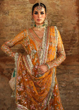 Zaib-un-Nisa by Hussain Rehar Embroidered Net Suits Unstitched 4 Piece HRR23ZN Saffron - Festive Collection