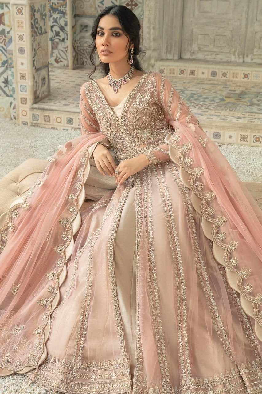 MOTIFZ BRIDAL COLLECTION PALATIAL NET FROCK 3PC ON BAREEZE SOFT NET MF 05