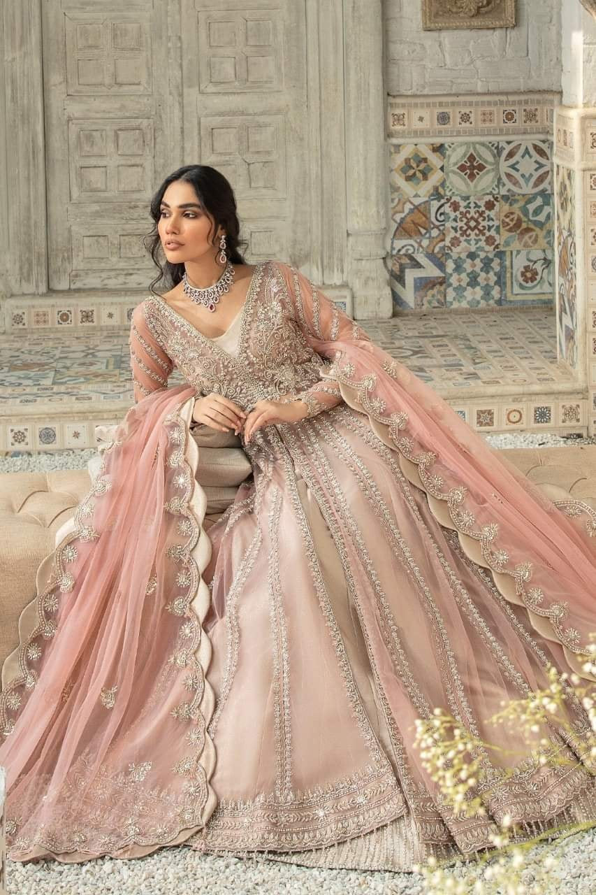 MOTIFZ BRIDAL COLLECTION PALATIAL NET FROCK 3PC ON BAREEZE SOFT NET MF 05