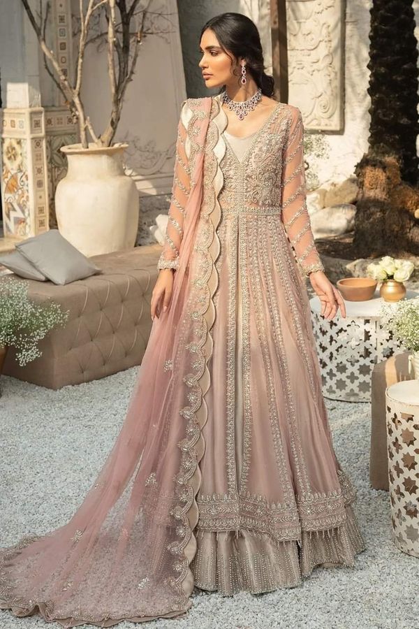 MOTIFZ BRIDAL COLLECTION PALATIAL NET FROCK 3PC ON BAREEZE SOFT NET MF 05