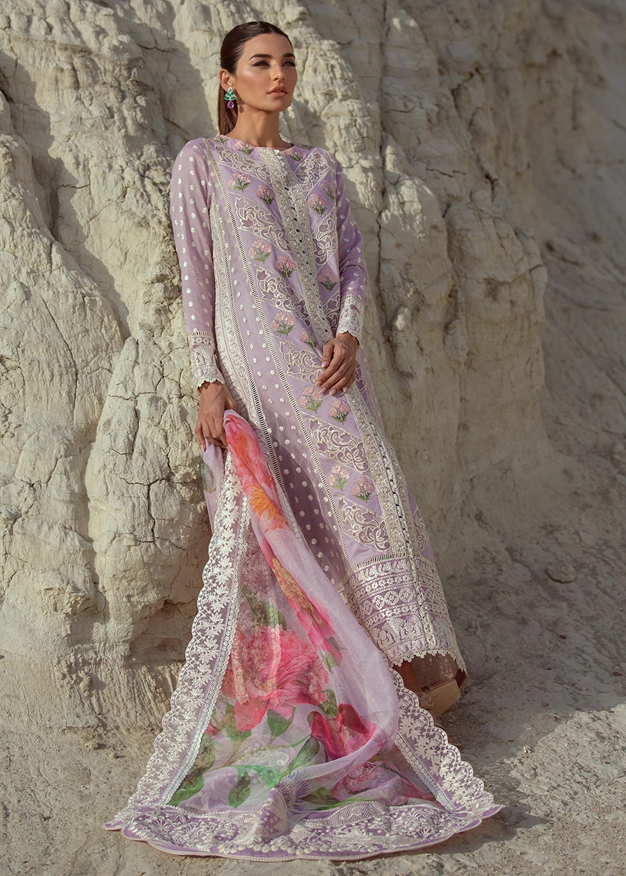 Crimson Luxury Lawn Chikkankari Reinvented – 7A – Amethyst CR-01 3 Pc Unstitched